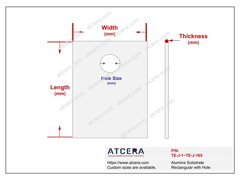 Drawing of Alumina Substrate Rectangular with Hole