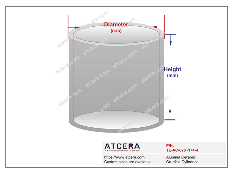 Drawing of Alumina Ceramic Crucible Cylindrical