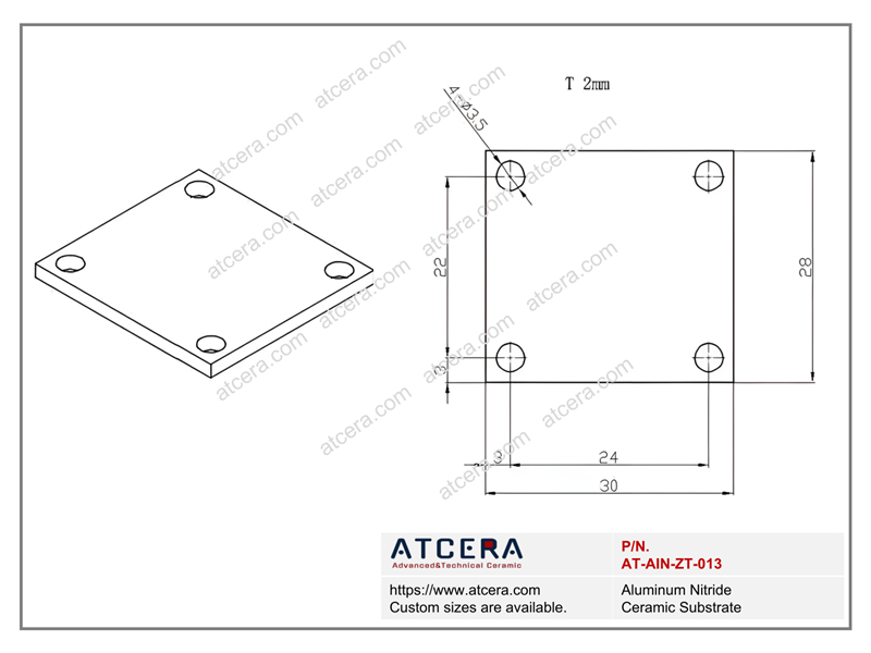 Drawing of AlN Substrate AT-AIN-ZT-013