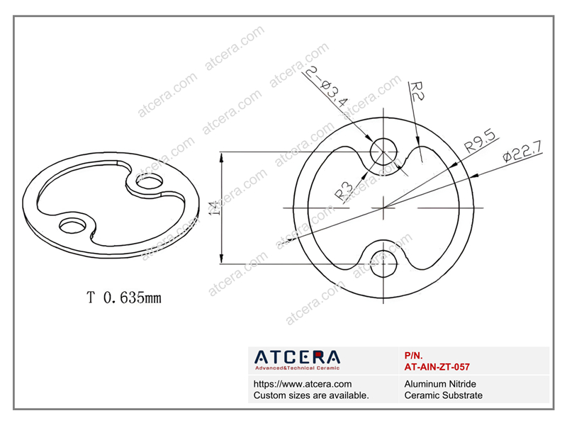 Drawing of AlN Substrate AT-AIN-ZT-057