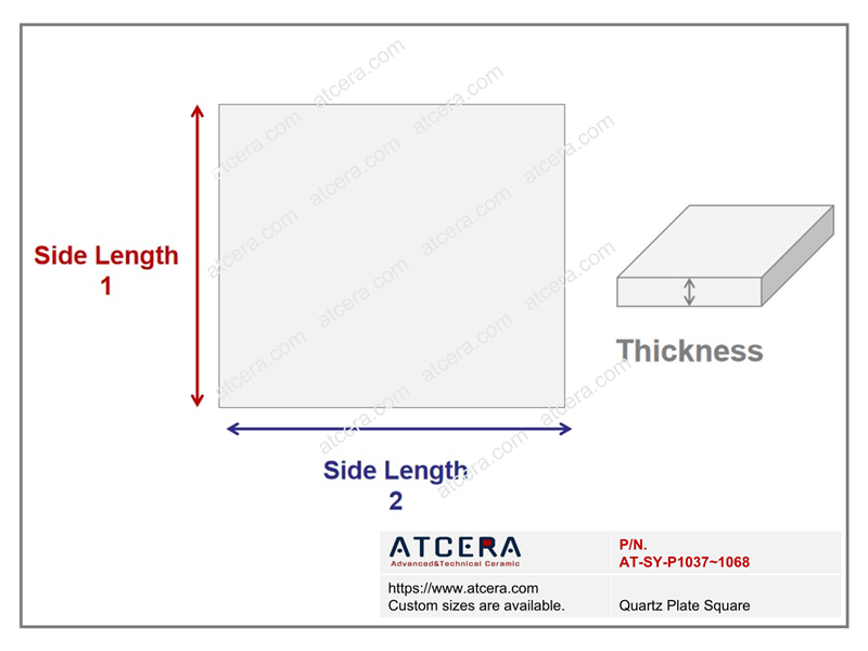 Drawing of Quartz Plate Square