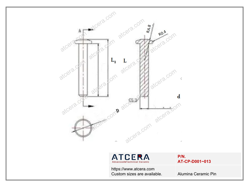 Drawing of Alumina Ceramic Pin